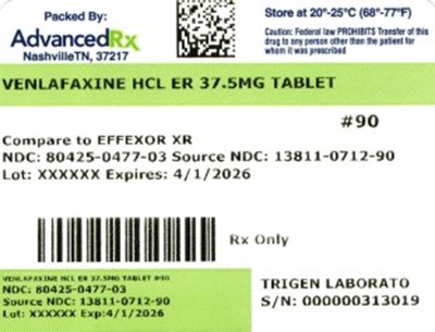 Venlafaxine HCl Er 37.5mg #90 (Venlafaxine HCl Er 37.5mg 80425 0477 03)